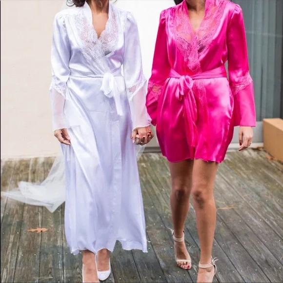 Long Bridal Robe Wedding Robe - Picture 4 of 5